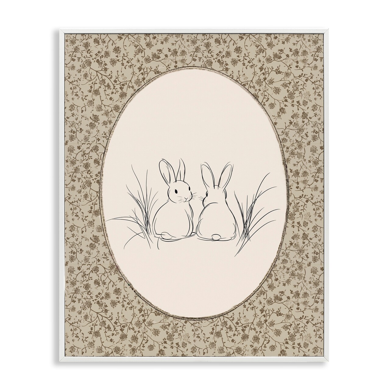 Stupell Industries Vintage Baby Bunnies Framed Giclee, design by Ramona Murdock
